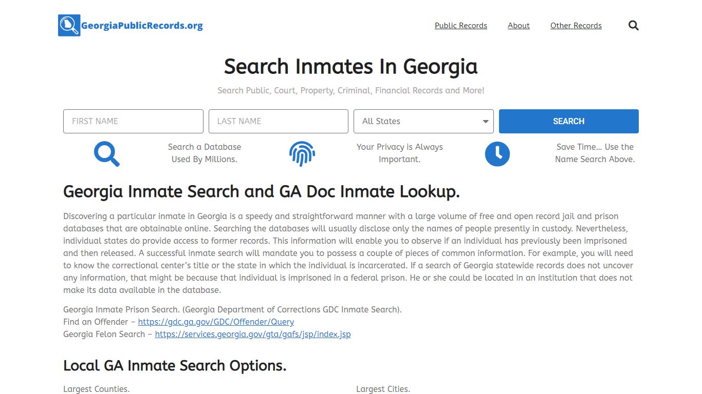 Georgia Inmate Search: GA Doc Prison and Jail Inmate Lookup.